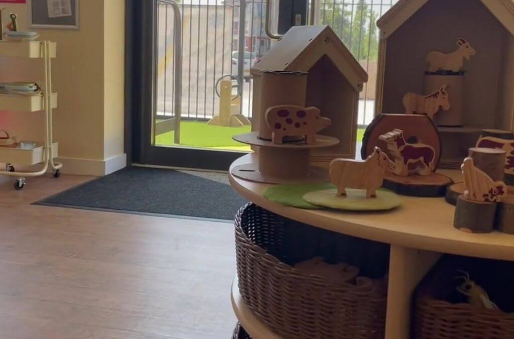 Indoor wooden nursery room