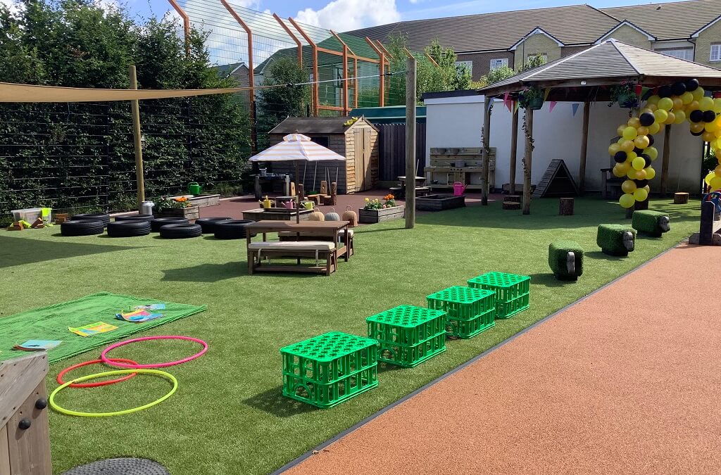 Outdoor grass play area