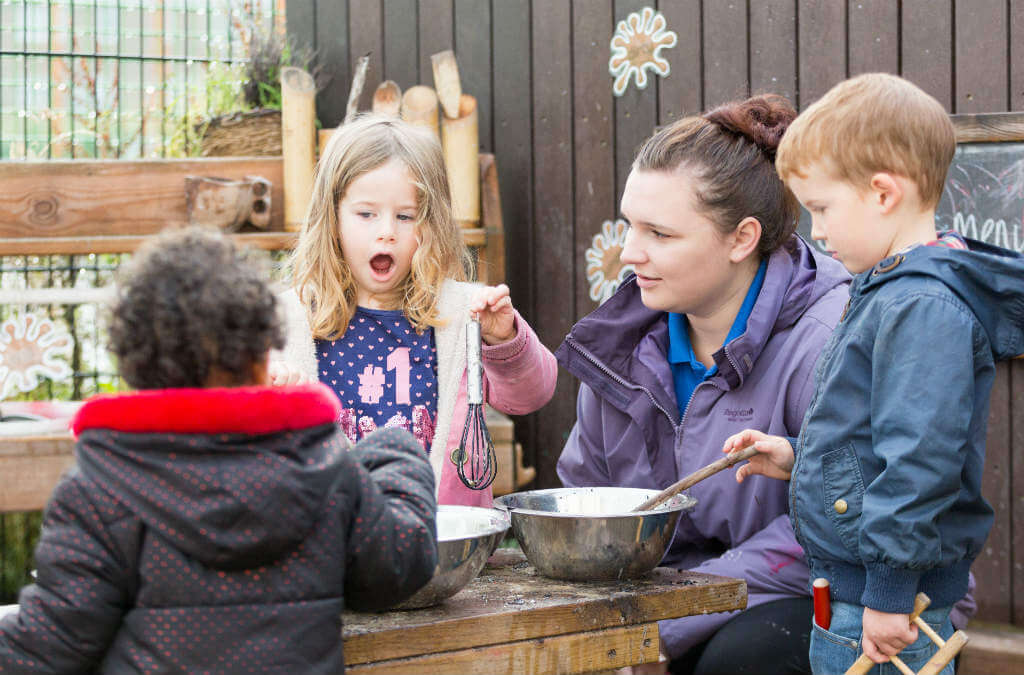 Children in focused play area
