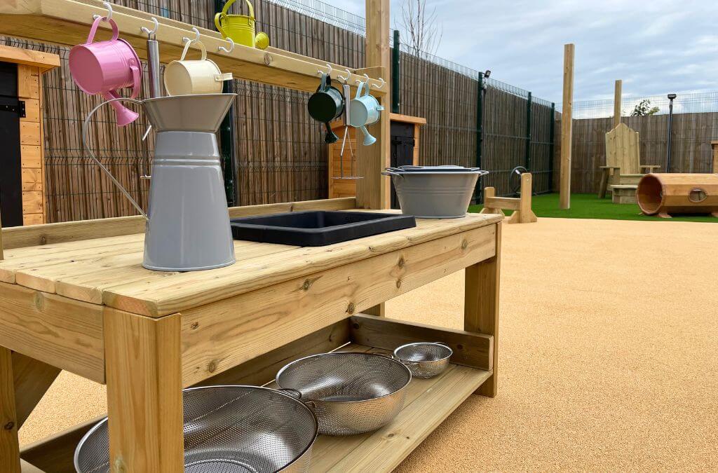 Outdoor water play nursery area